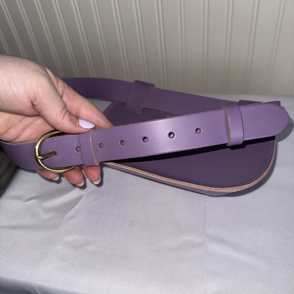 Il Bisonte Parione Women\'s Belt Sling Bag Purse Vachetta Leather Purple Lavender main image 8